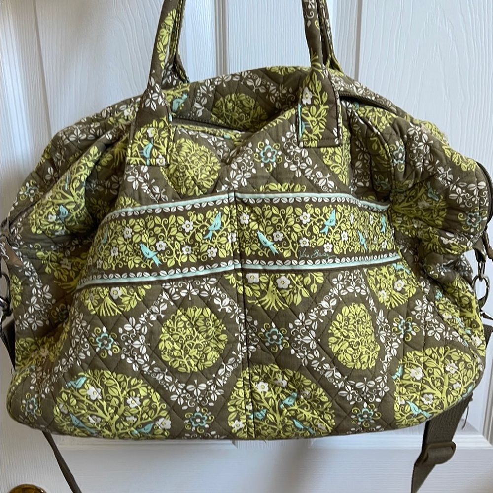Floral Patterned Green and Brown Women's Bag